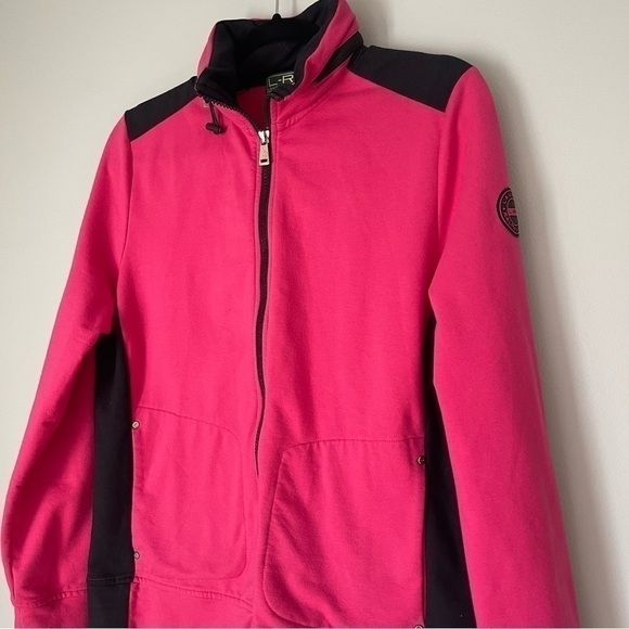 L-RL Lauren Active Colorblock Full Zip Long Sleeve Hidden Hood Jacket - Picture 2 of 12